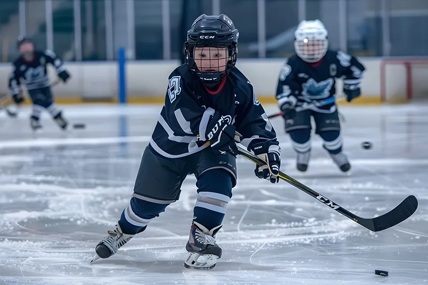 junge Eishockey-Spieler beim Training